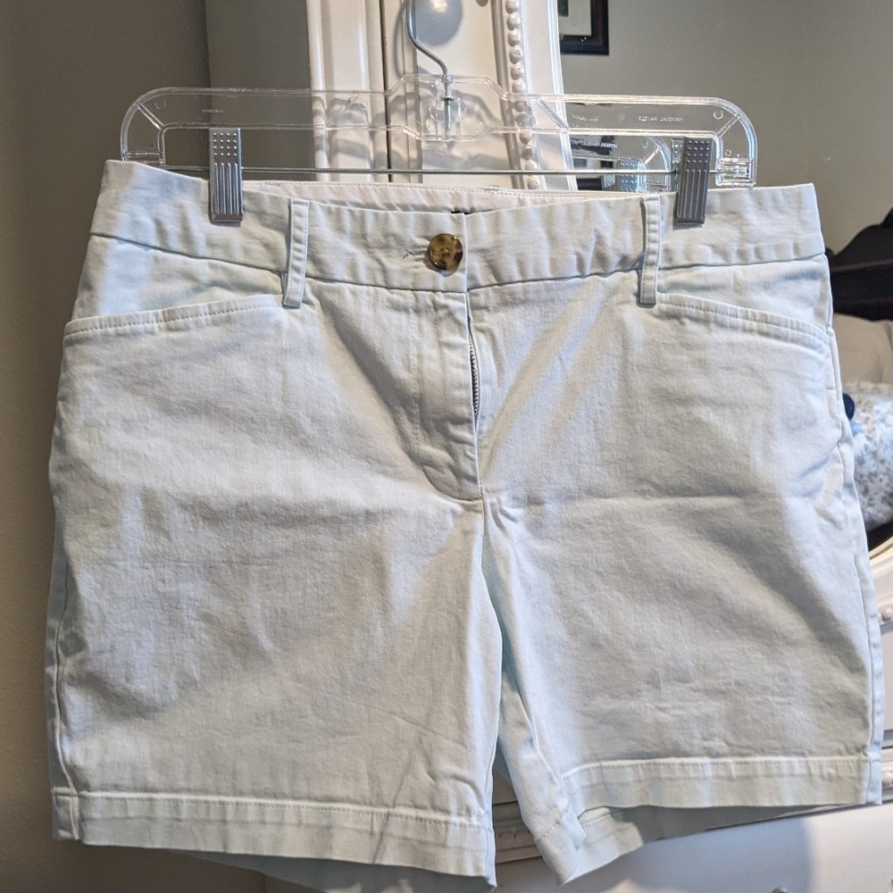 Land's End Mid Rise 5" 4-pocket Chino Shorts, 10 Petite, Aqua